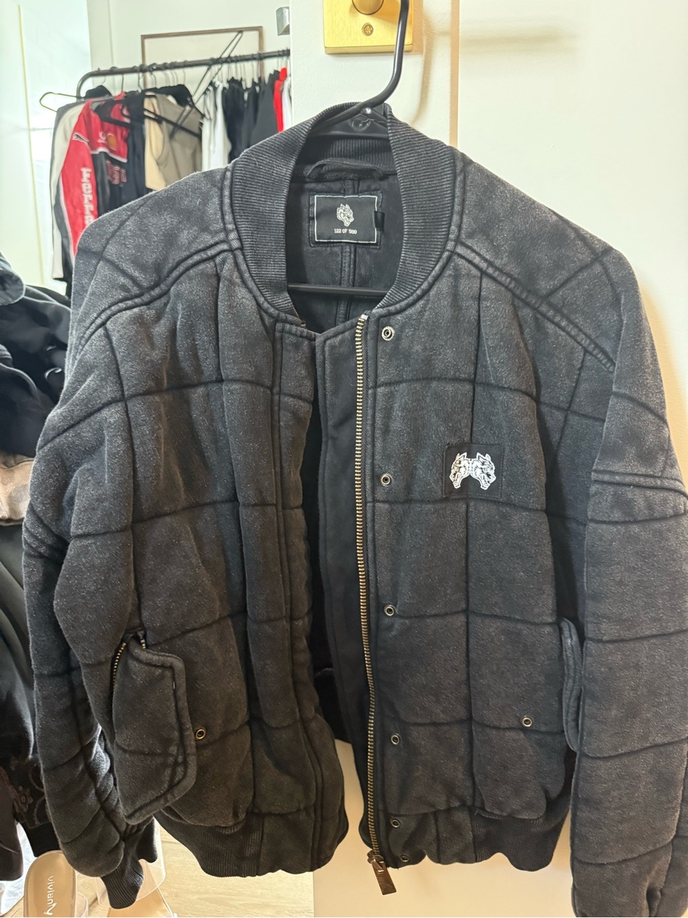 Darc Sport Women's Quilted Bomber Jacket in Charcoal Gray
